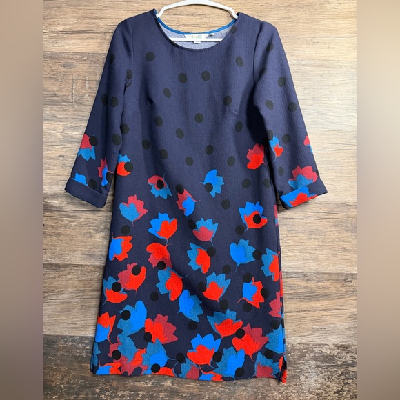 Boden Dresses & Skirts - Boden Navy Dress with Red and Blue Floral Pattern
